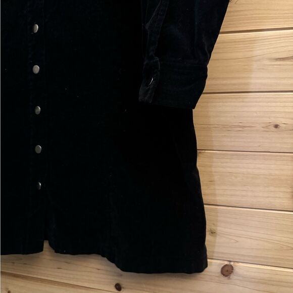 Vintage Eddie Bauer Size Large Crushed Velvet Long Sleeve Collared Mini Dress - Picture 2 of 10